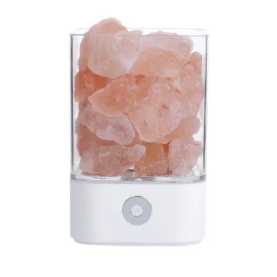 USB Himalayan salt LED lamp with 5 colour-changing modes, 94 mm size, ABS and PC construction, black finish