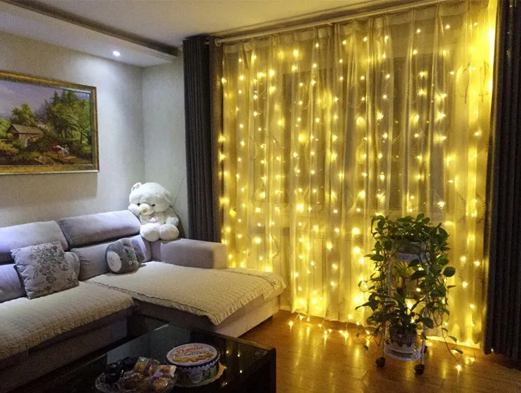 Christmas LED curtain lights 3x3 metres 304 beads remote control party wedding decoration