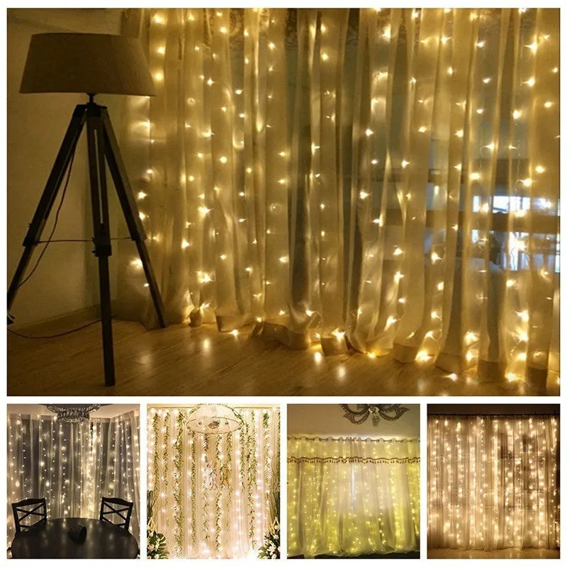 Christmas LED curtain lights 3x3 metres 304 beads remote control party wedding decoration