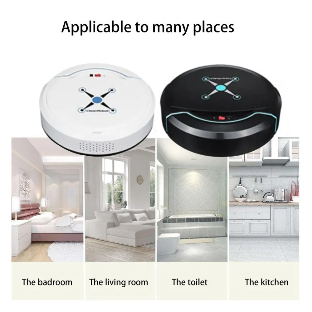 Smart robot vacuum cleaner 22.8cm ABS plastic automatic induction sweeper black