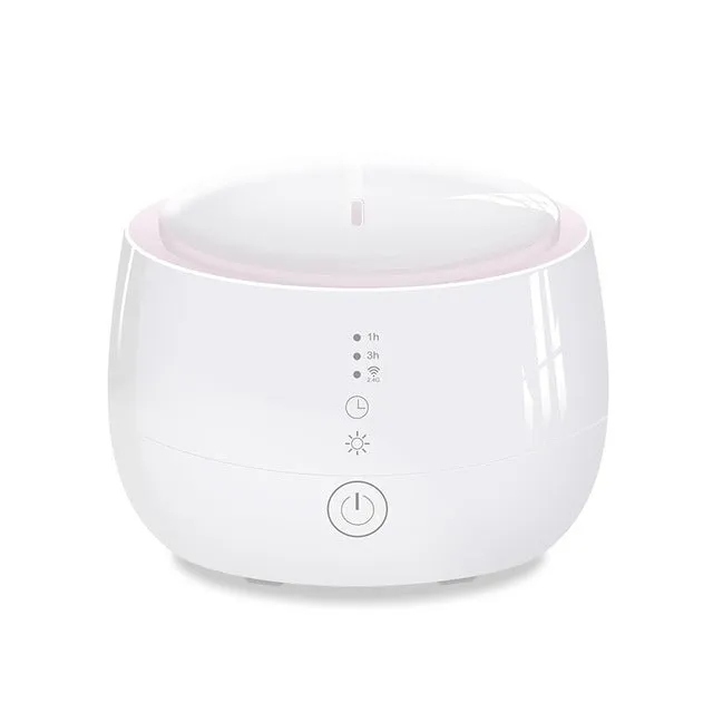 Black smart home aromatherapy humidifier with LED lights and touch controls, 300ml capacity