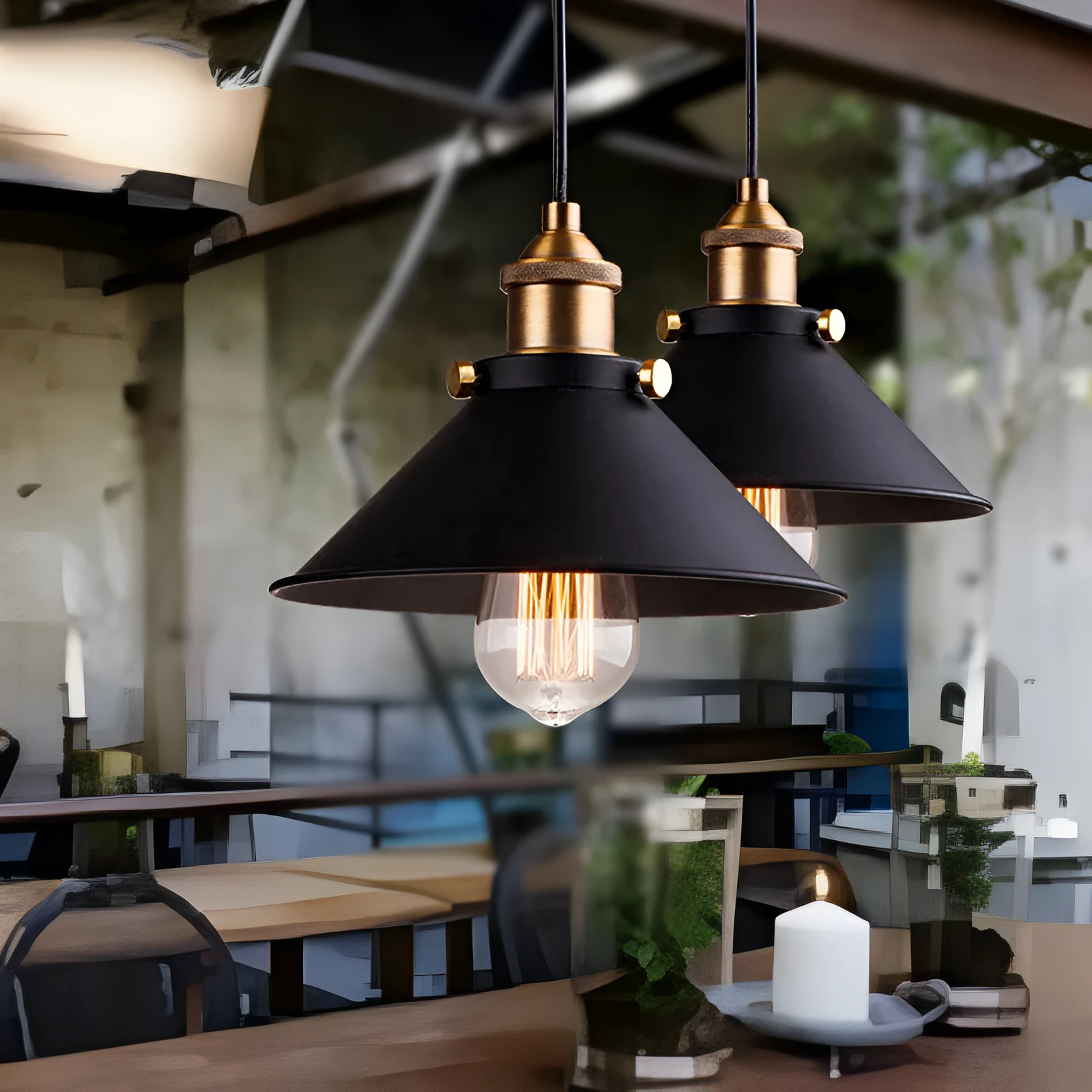 American countryside iron chandelier with iron lampshade, available in multiple sizes, for living room dining room