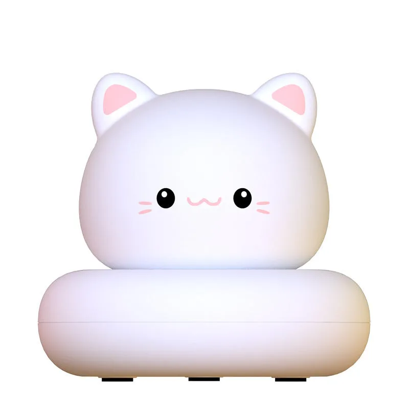 Cute pet LED desk lamp with tap control, 83x83x77mm, vinyl shade, 3W battery powered