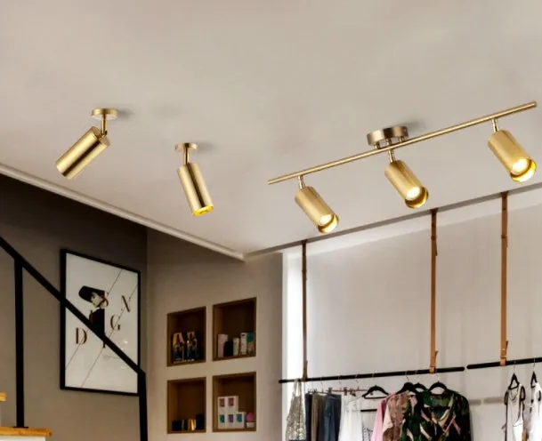 Nordic all-aluminium ceiling light with LED lamp, electroplated gold surface, yellow colour