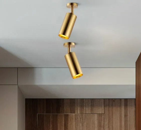 Nordic all-aluminium ceiling light with LED lamp, electroplated gold surface, yellow colour