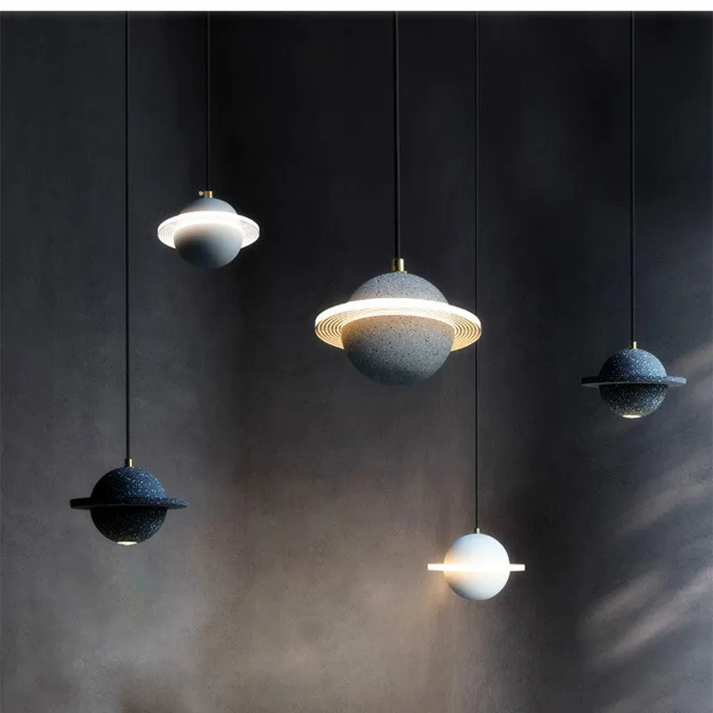 Red single-head chandelier with iron frame and marble-quality shade for bedroom bedside use