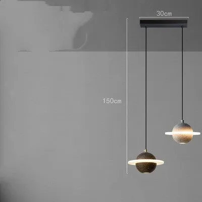 Red single-head chandelier with iron frame and marble-quality shade for bedroom bedside use