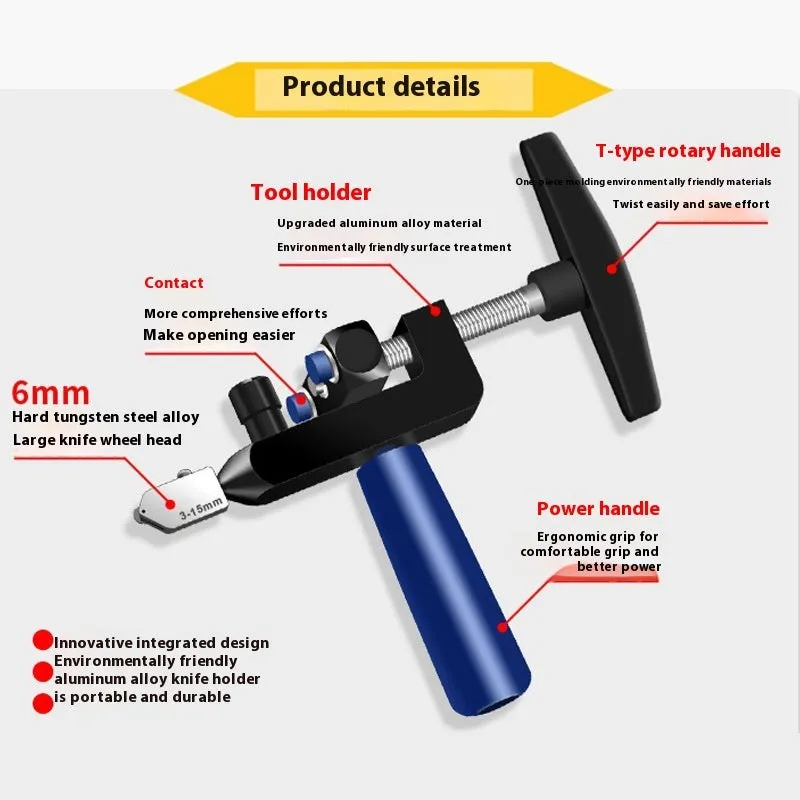 2-in-1 gold knife luxury glass cutter and ceramic tile opener with hard alloy wheel