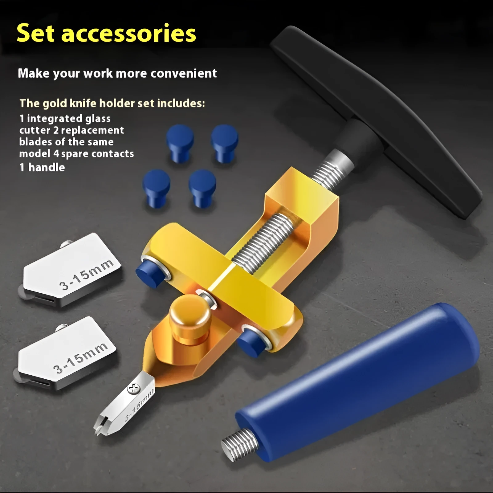 2-in-1 gold knife luxury glass cutter and ceramic tile opener with hard alloy wheel
