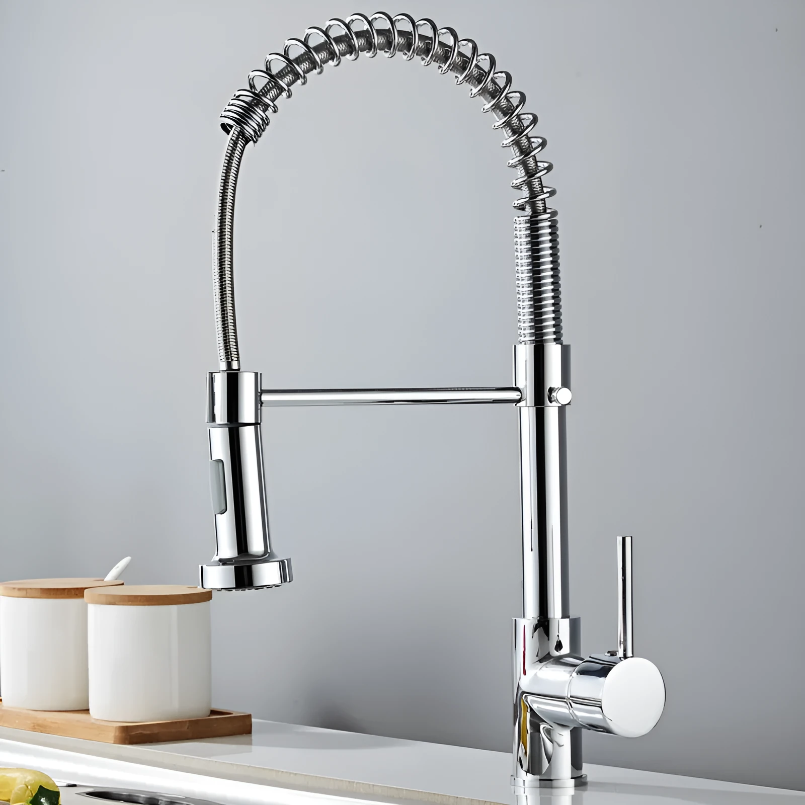 Matte black deck-mounted kitchen faucet with copper body and wrench-type handle