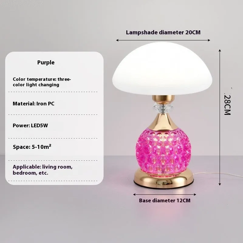 Light luxury mushroom fashion table lamp in multiple colours, 5V, bedroom use
