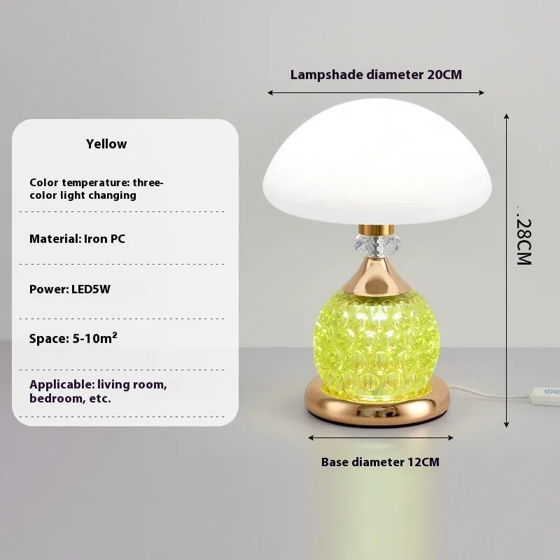 Light luxury mushroom fashion table lamp in multiple colours, 5V, bedroom use