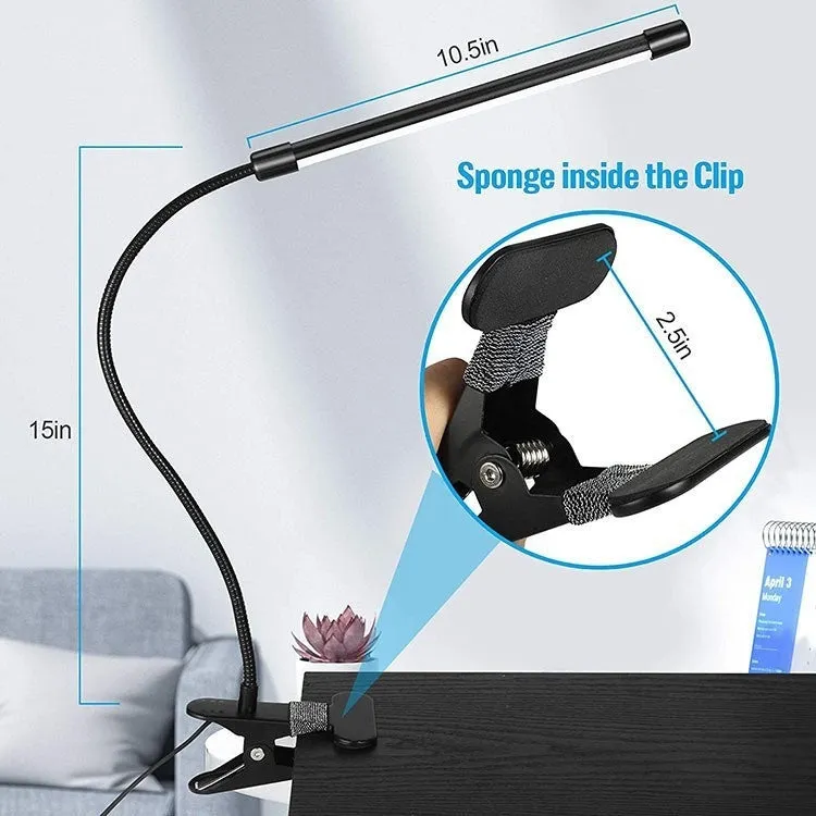 26cm black and white USB LED desk lamp for dormitory study areas with eye protection feature