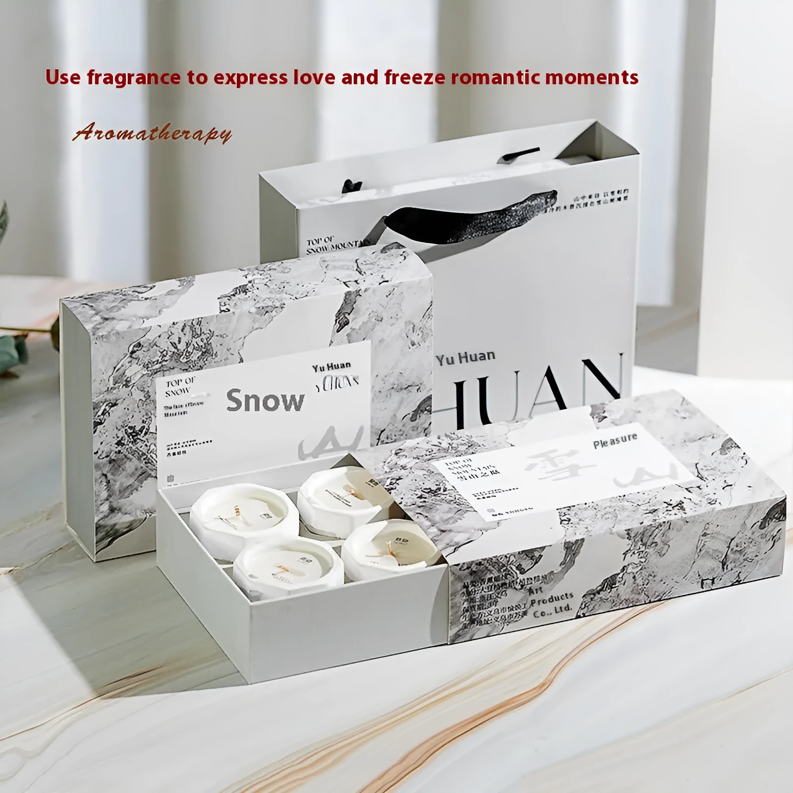 Ink octagon cup aromatherapy candle gift set with six scents in resin cups