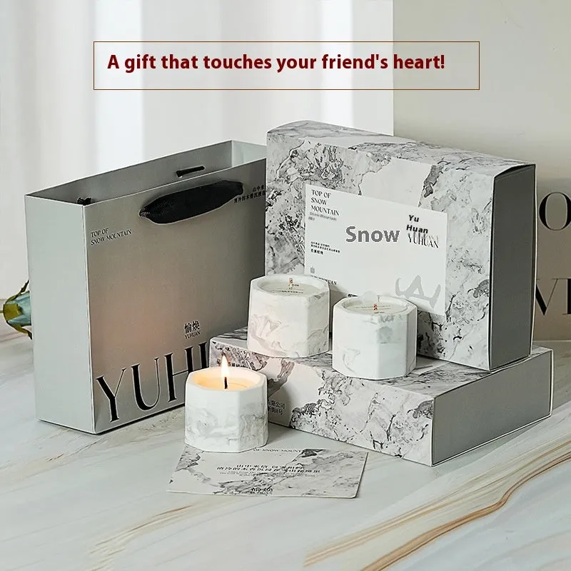 Ink octagon cup aromatherapy candle gift set with six scents in resin cups