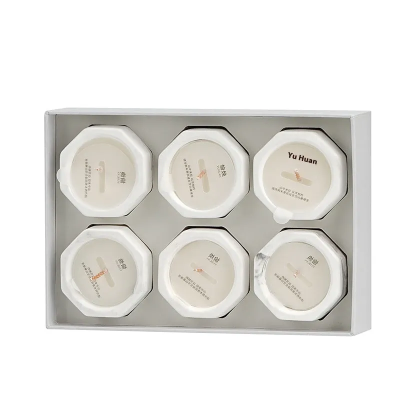 Ink octagon cup aromatherapy candle gift set with six scents in resin cups