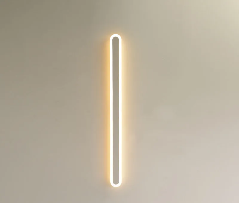 LED line wall lamp with wrought iron frame and acrylic diffuser in black warm light finish