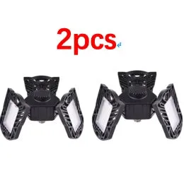 60W 6000 lumen deformable garage light with three adjustable heads, aluminium housing, E27 connector