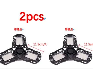 60W 6000 lumen deformable garage light with three adjustable heads, aluminium housing, E27 connector