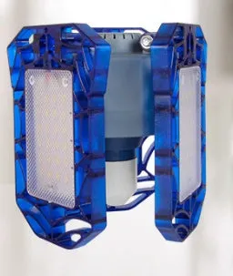 60W 6000 lumen deformable garage light with three adjustable heads, aluminium housing, E27 connector