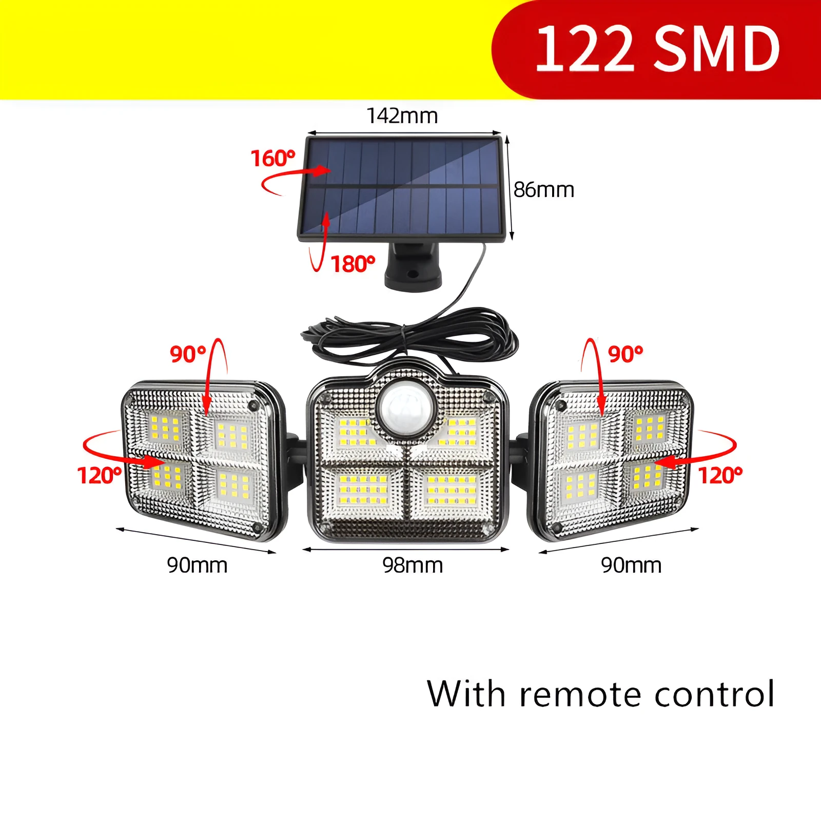 Solar lamp waterproof separate sensor wall light IP65 30W LED remote control European style