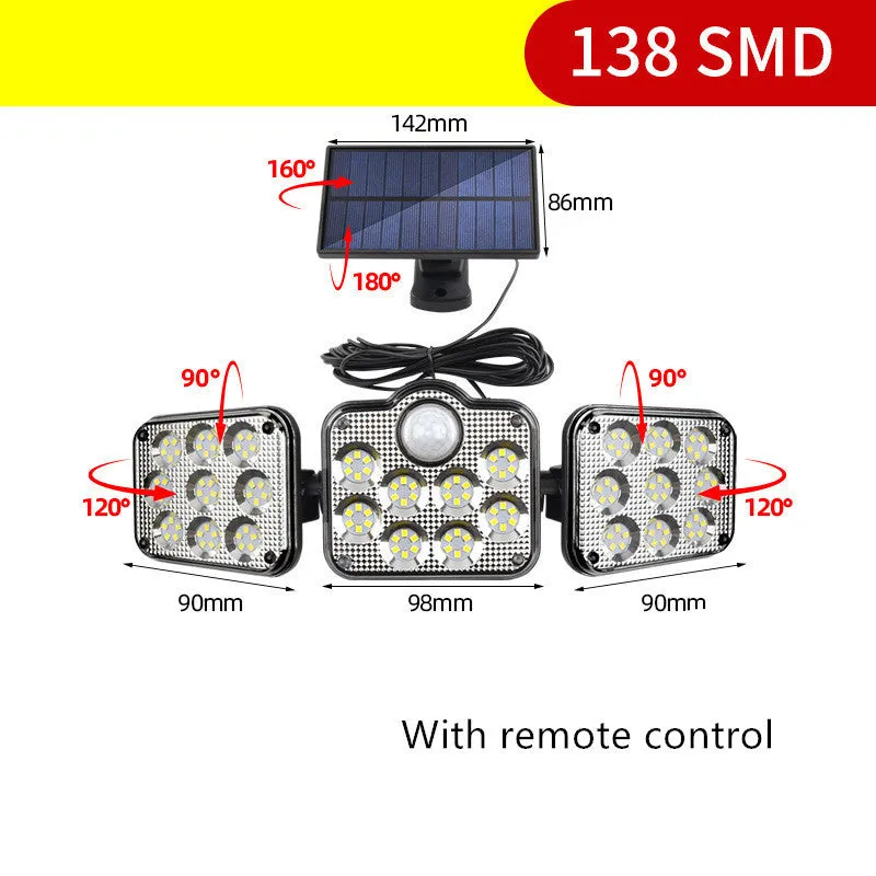 Solar lamp waterproof separate sensor wall light IP65 30W LED remote control European style