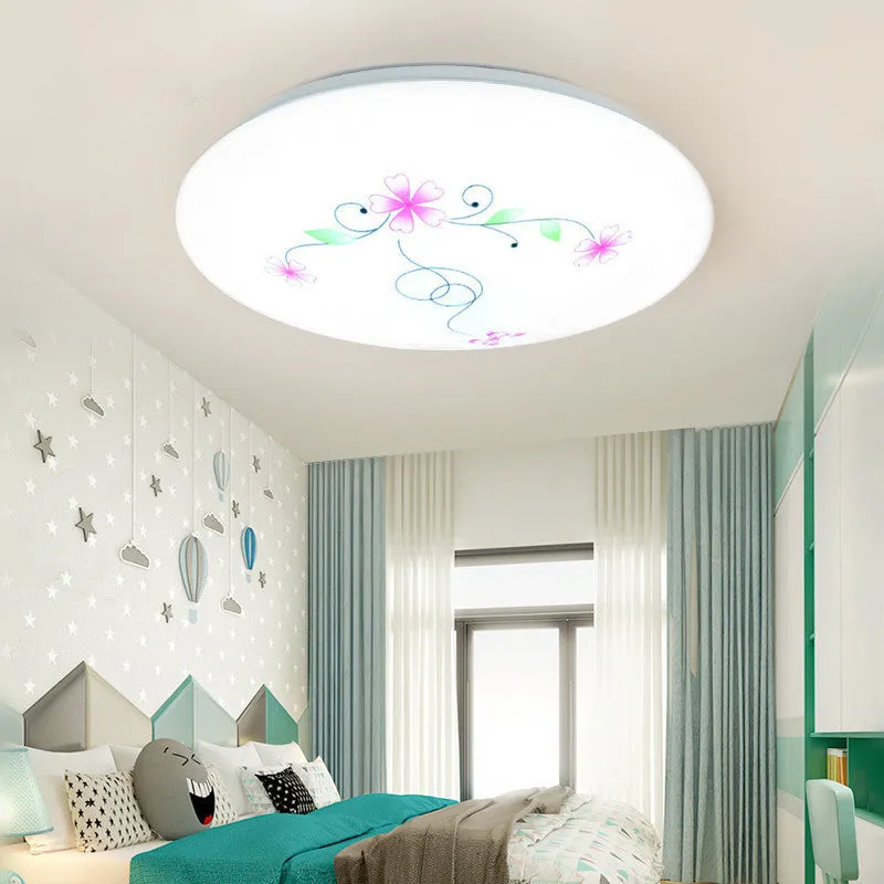 Round white LED ceiling lamp with acrylic shade, remote control, 26cm diameter, white light
