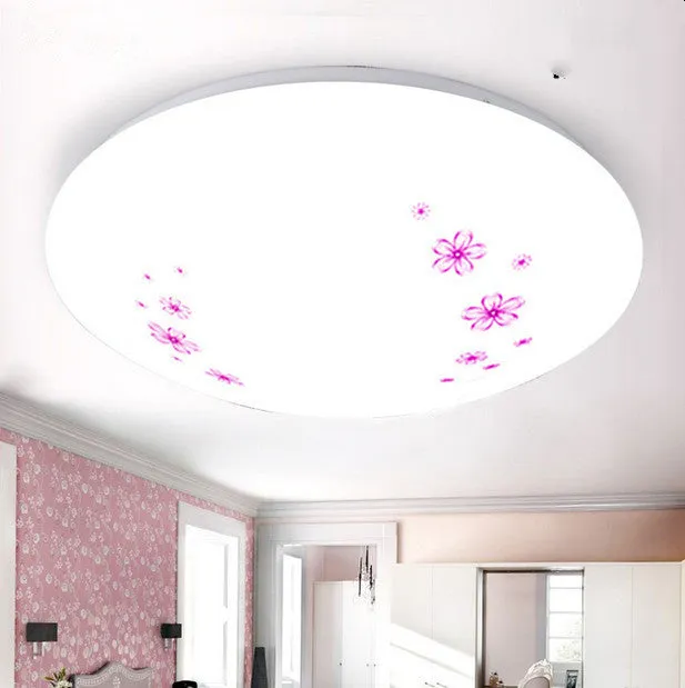 Round white LED ceiling lamp with acrylic shade, remote control, 26cm diameter, white light