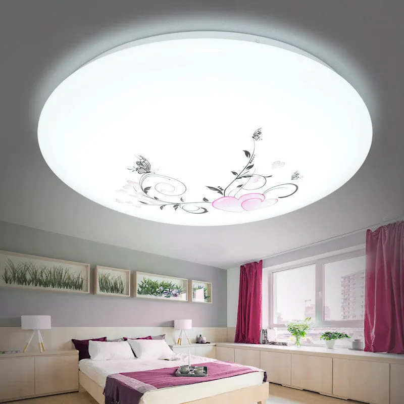 Round white LED ceiling lamp with acrylic shade, remote control, 26cm diameter, white light