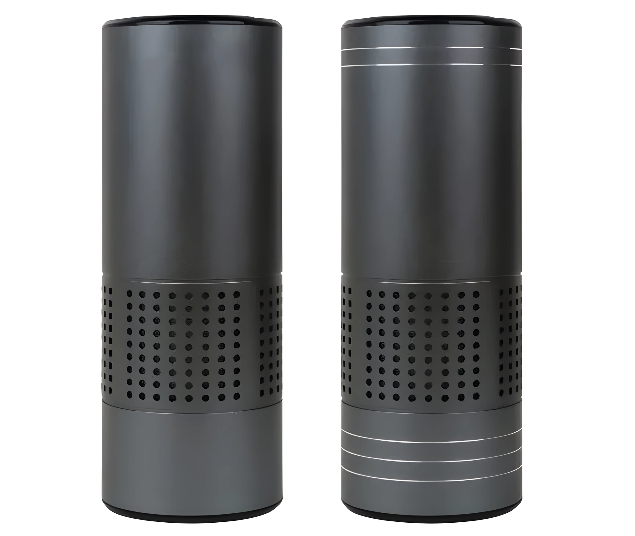Aluminium alloy car air purifier with display screen and USB cable for 7-seat vehicles.