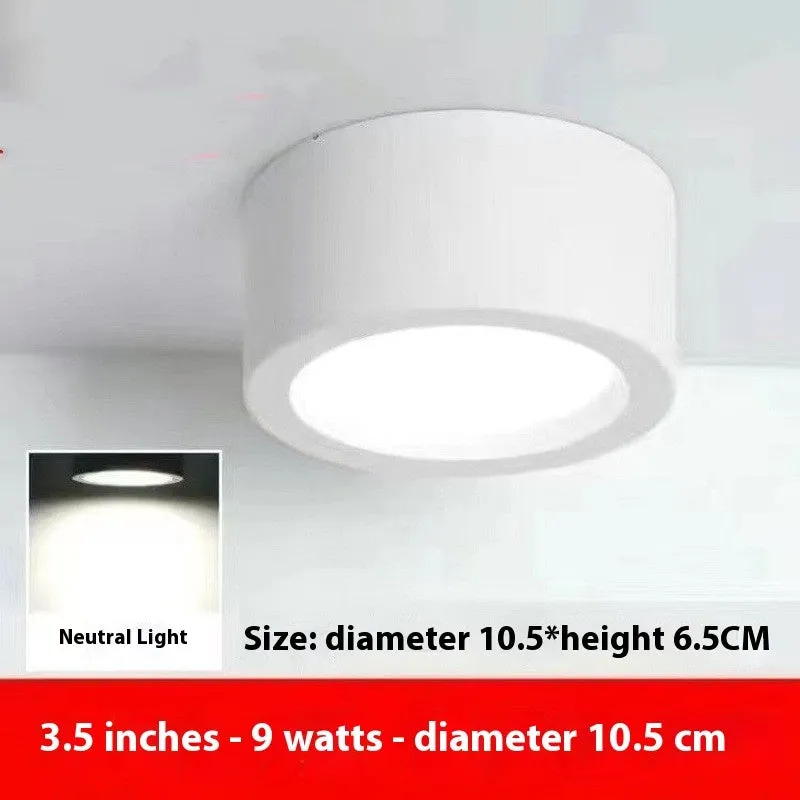 Round surface mounted LED downlight with black shell, white light, 9W to 24W options