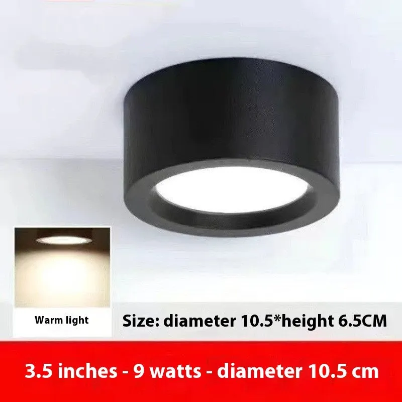Round surface mounted LED downlight with black shell, white light, 9W to 24W options