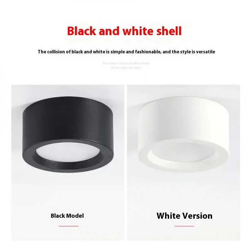 Round surface mounted LED downlight with black shell, white light, 9W to 24W options