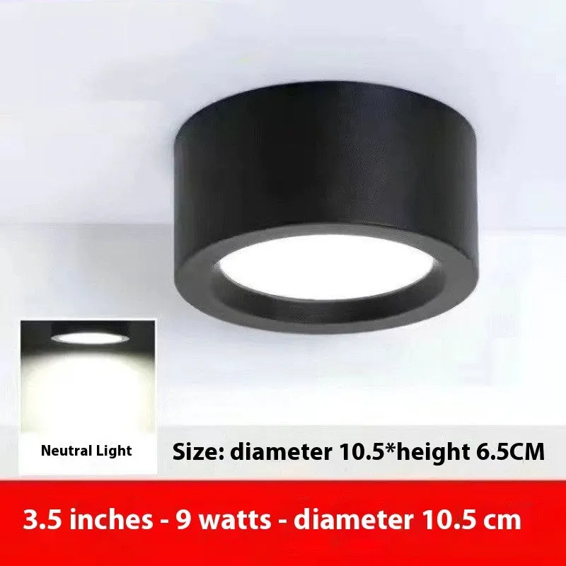Round surface mounted LED downlight with black shell, white light, 9W to 24W options