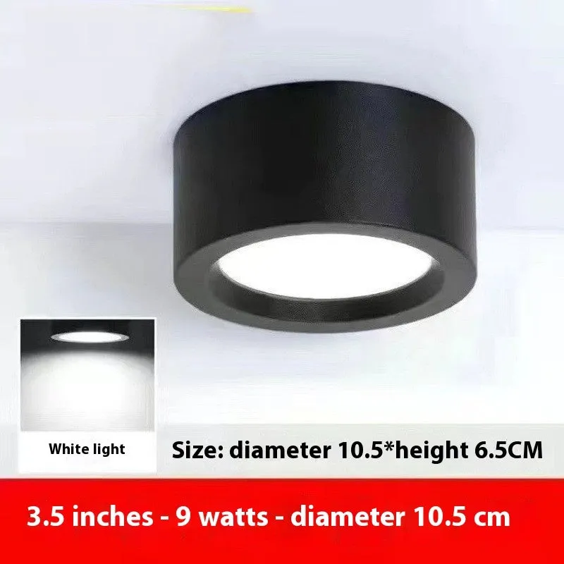 Round surface mounted LED downlight with black shell, white light, 9W to 24W options
