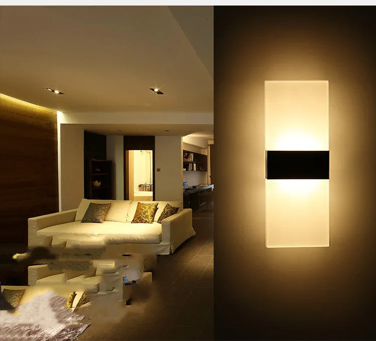 Rechargeable LED wall lamp with acrylic shade in black right-angle style