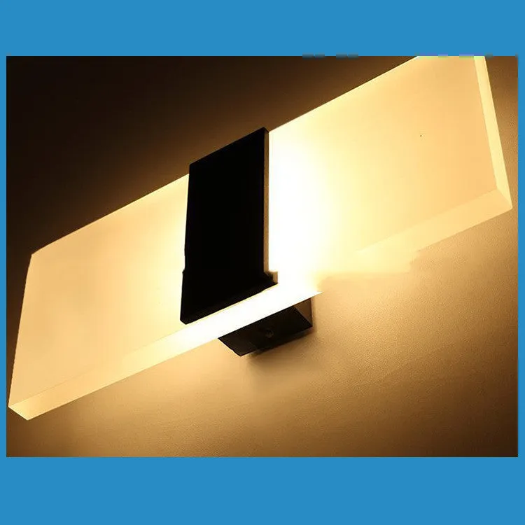 Rechargeable LED wall lamp with acrylic shade in black right-angle style
