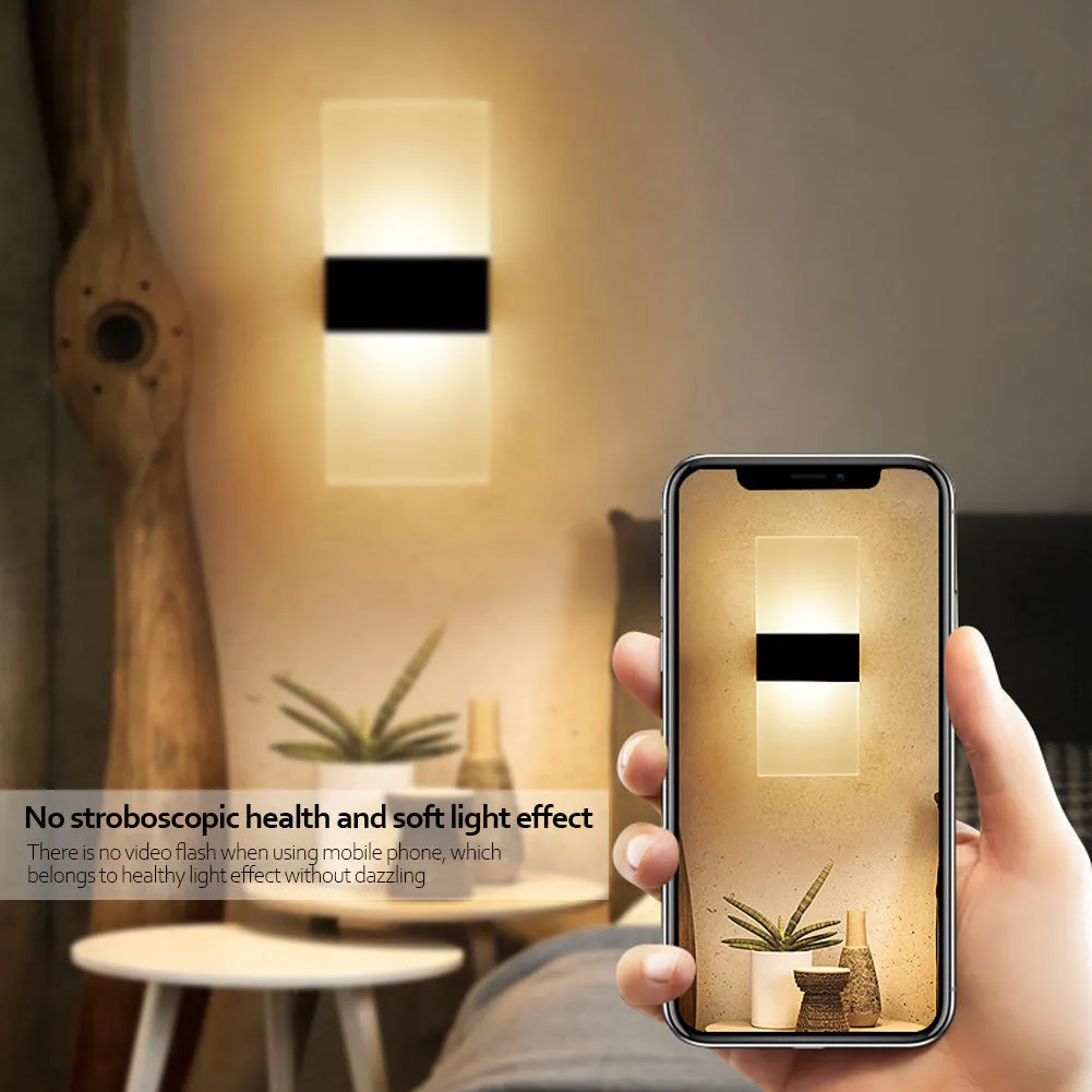 Rechargeable LED wall lamp with acrylic shade in black right-angle style