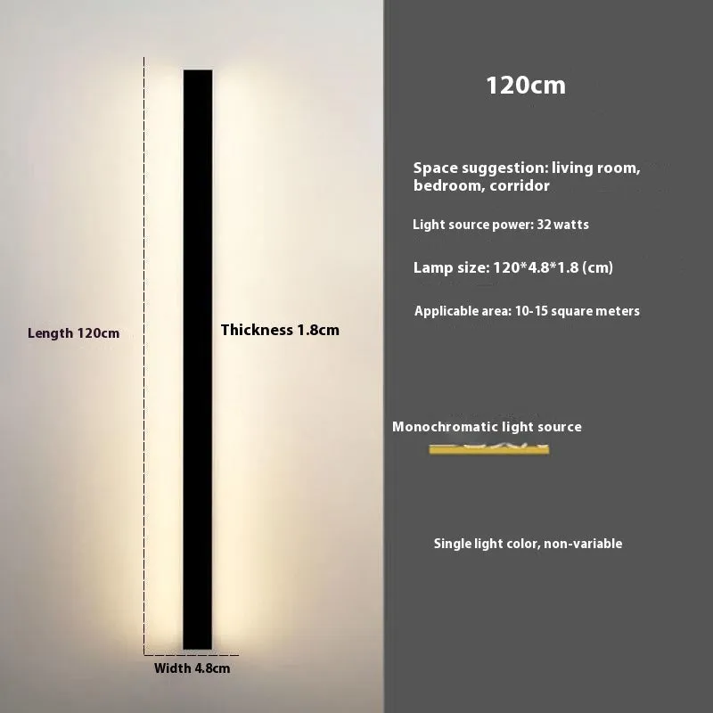 Black minimalist bedside wall lamp in 40cm to 200cm lengths with three light colour options on a wall