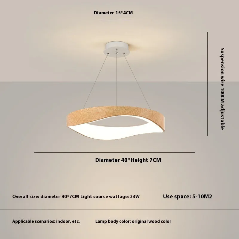 Nordic creative wood grain restaurant bar chandelier 40cm pendant light with three finish options