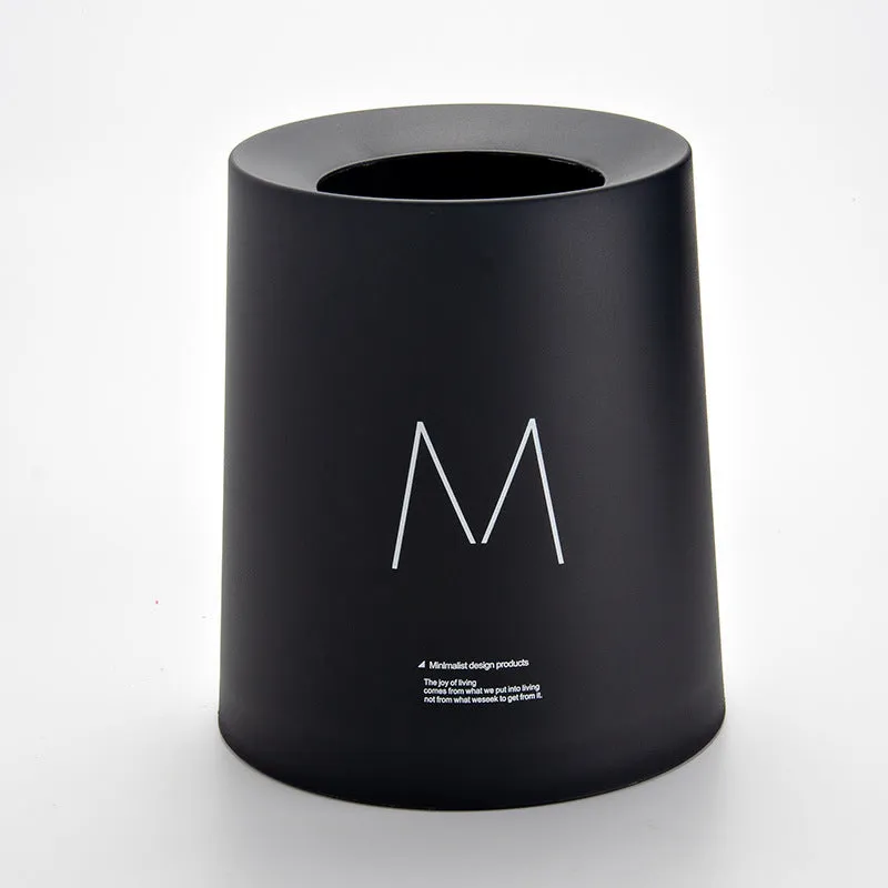 Creative Nordic plastic trash can with decorative pattern in a home setting
