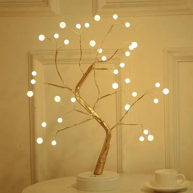 LED copper wire bedroom light with warm Nordic style, plastic body, and battery or USB power