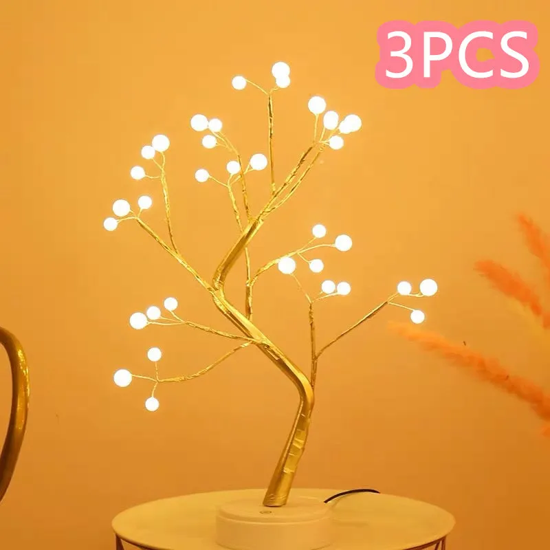 LED copper wire bedroom light with warm Nordic style, plastic body, and battery or USB power