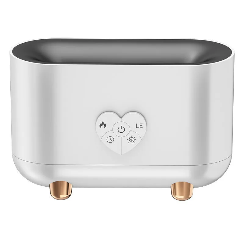 Creativity simulation fire love flame humidifier in white with USB cable and remote control