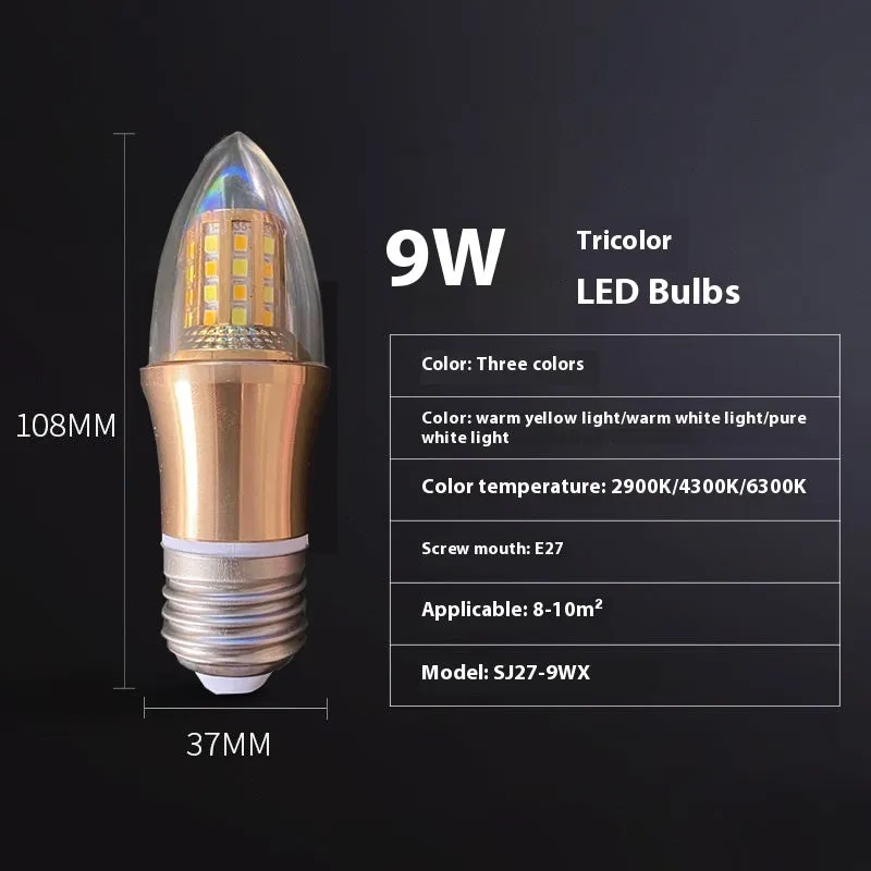 Household E14 E27 LED screw bulb with three colour options and rechargeable lithium battery