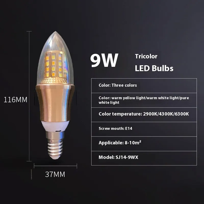 Household E14 E27 LED screw bulb with three colour options and rechargeable lithium battery