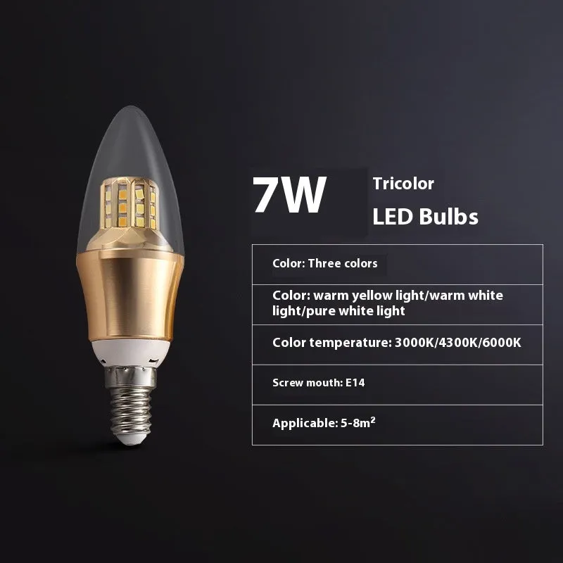 Household E14 E27 LED screw bulb with three colour options and rechargeable lithium battery