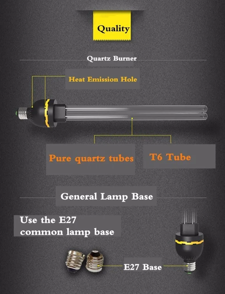 Household UV disinfection lamp with E27 screw base and ozone feature