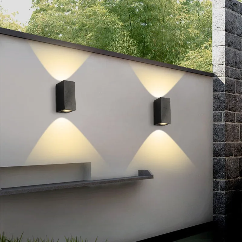 Villa outdoor LED waterproof wall lamp square 5W single head warm white