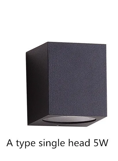 Villa outdoor LED waterproof wall lamp square 5W single head warm white